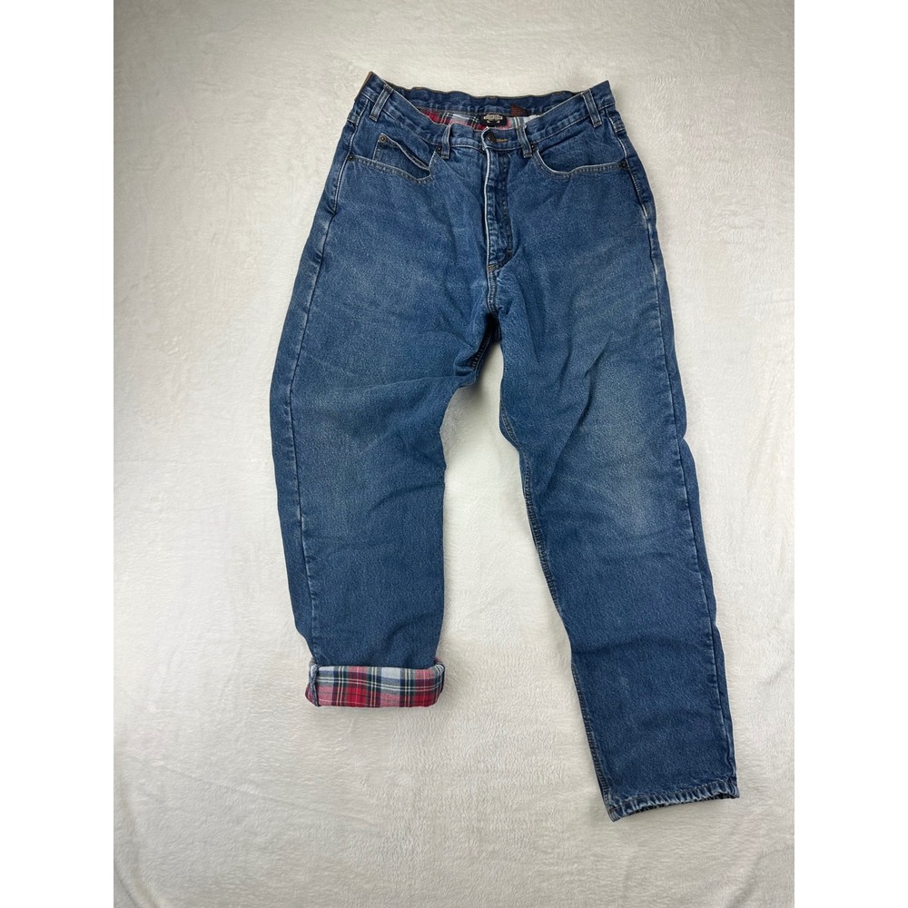 Guide Gear Flannel Lined Jeans Womens 14 Blue Straight VTG Plaid Cotton Denim
